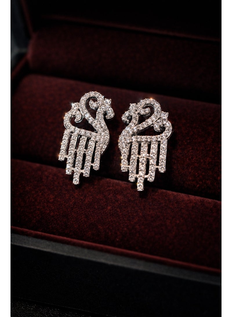 3Diamonds Platinum & Rhodium Plated Swan Earrings for Women | Zircon Stones, Anti-Tarnish - Image 2